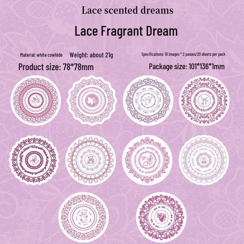 ZABC Retro Flower Lace Kraft Paper Sticker Pack (20 Sheets)