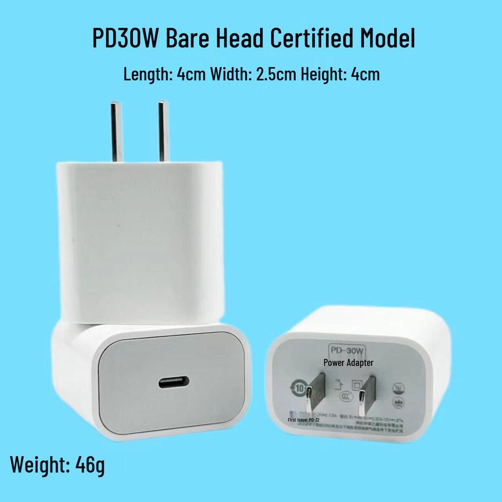 Compatible with Apple 20W/30W PD Charger: Certified Fast Charging Cable & Charging Head Set