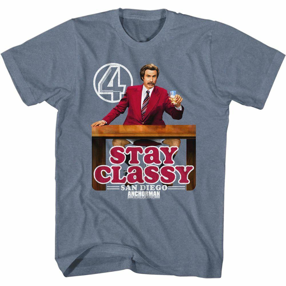 Anchorman Stay Classy Logo Indigo Heather Adult T-Shirt XXXXL