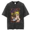 Japan Anime The Seven Deadly Sins Meliodas Print Tshirt Men Casual Washed Cotton Tshirts Harajuku Male Manga Vintage T Shirt