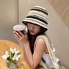 Spring and summer thin handmade knitted fisherman hat striped soft top basin hat versatile sun protection travel visor