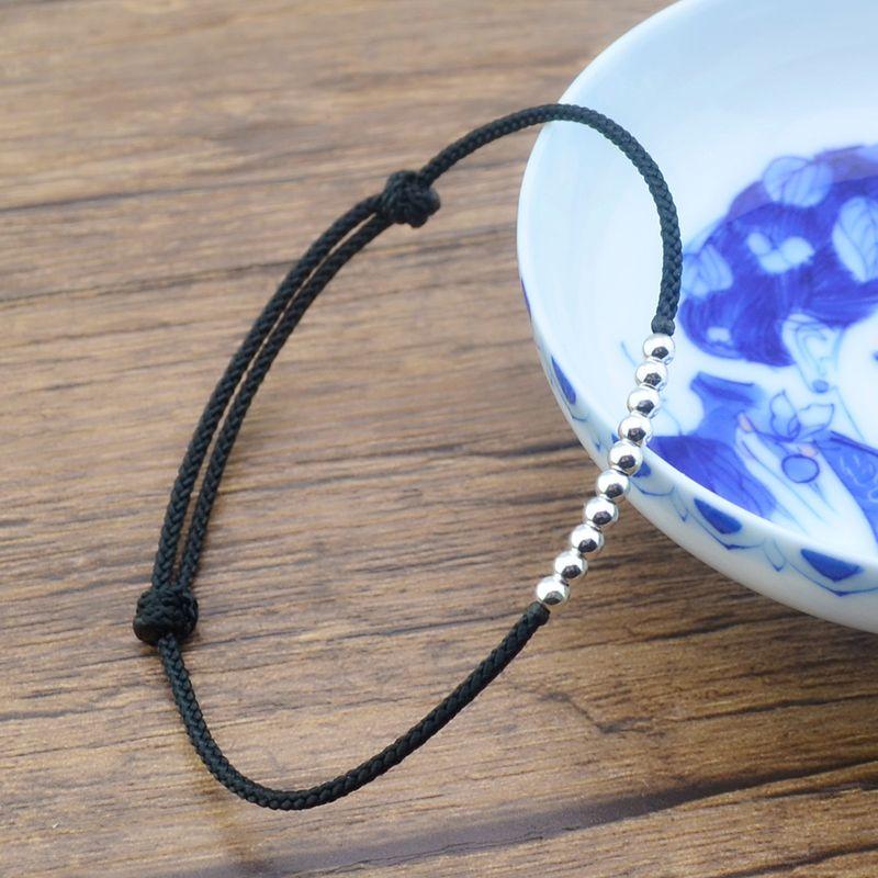 

S999 Sterling Silver Animal Year Red Carrying Strap Couple Lucky Beads Bracelet black adjustable fit in 80.00kg