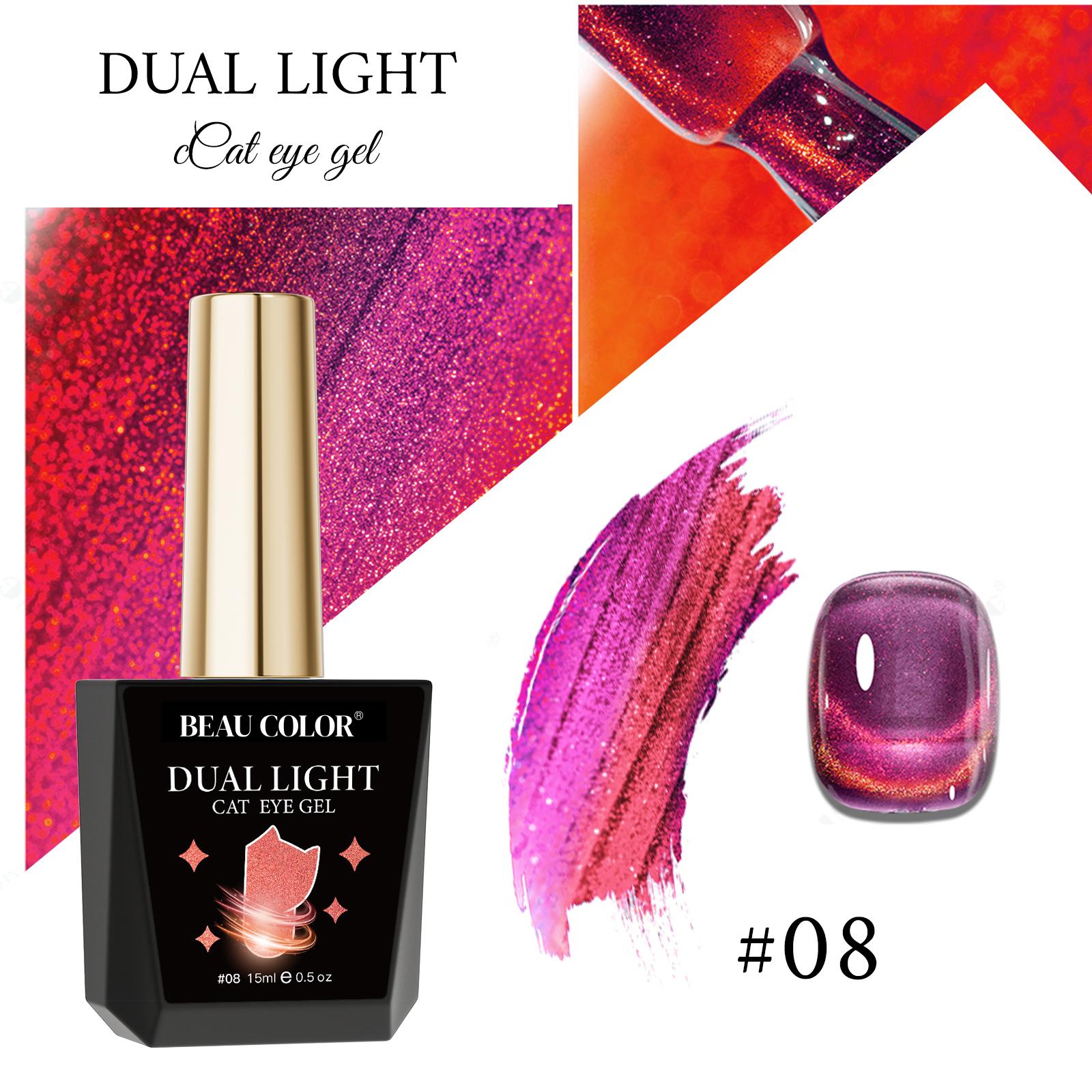 

BEAU COLOR 1 шт. 15 мл 8 цветов Dream Dual Light Cat Eye Gel Polish UV/LED Magnetic Nail Art Gel для маникюрного салона и домашнего маникюра своими руками