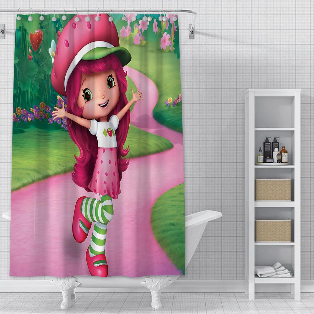 S-Strawberry Shortcake Exquisite Shower Curtain Waterproof Polyester Fabric Paint Bath Curtains Home Bathroom Decor Curtain