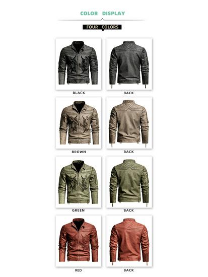 2025 Men's Retro Distressed Motorcycle Leather Jacket - Trendy European American PU Outerwear with Innovative Design