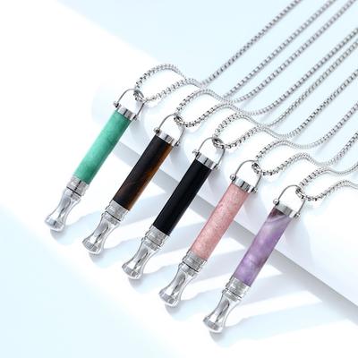 Anti Smoking Necklace Breathwork Meditation Mindfulness Breathing Anti-Smoking Assistance Necklace Whistle Anxiety Relief Jewelr