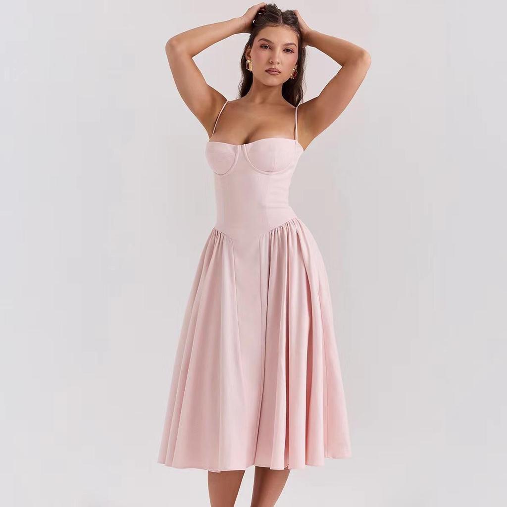 New Arrival Autumn Spaghetti Strap Multi-color Sexy Mid-length Skirt