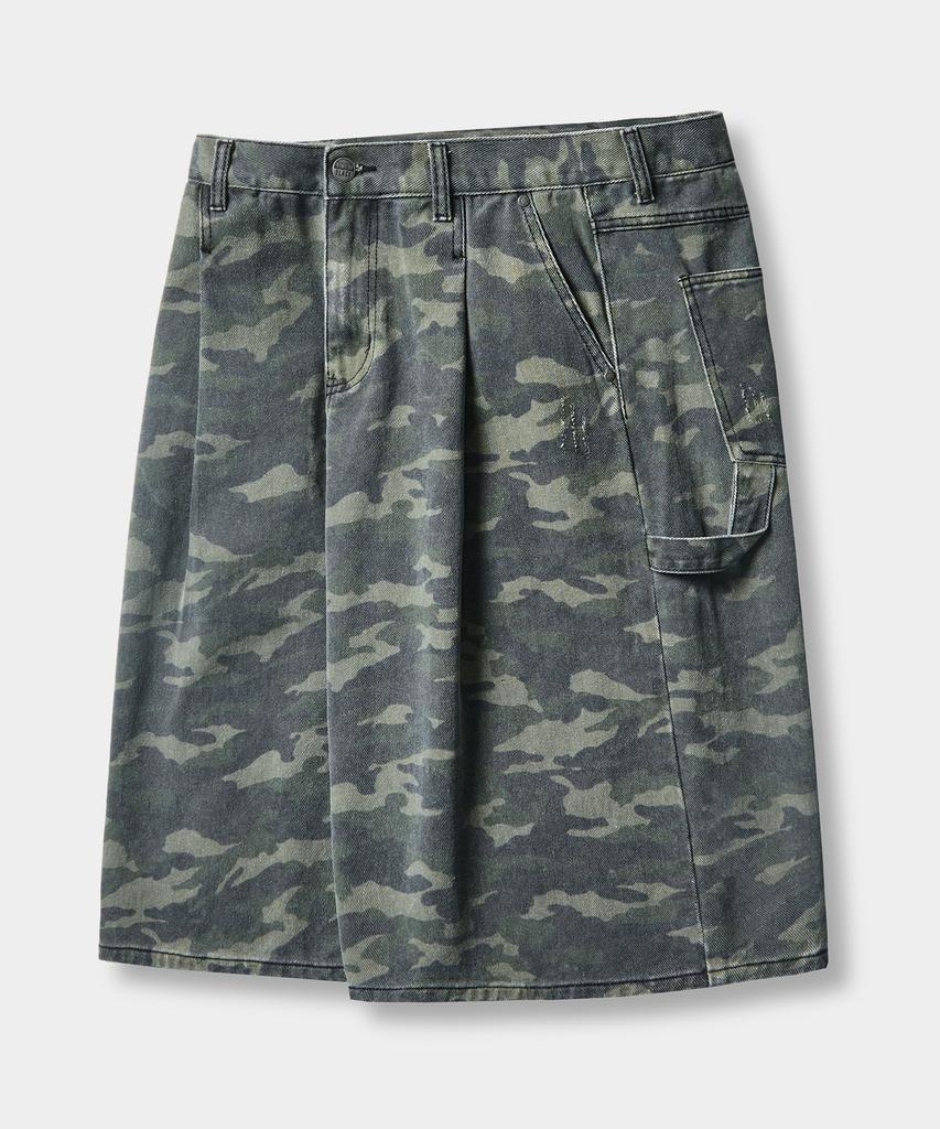 Dimiteulibeullaeg Bio-Washed Carpenter Bermuda Denim Pants_Camouflage