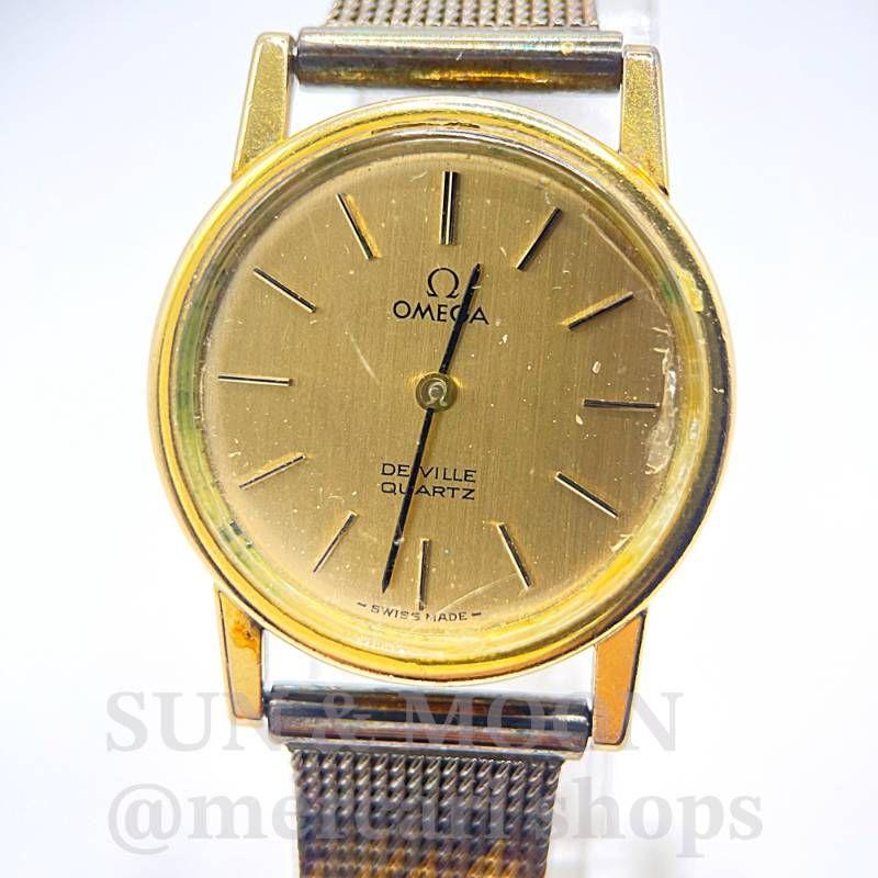 Used OMEGA Omega Deville ladies watch 1350 quartz gold push type TJ266-2