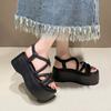 8cm Fashion Summer Women Rome Sandals New Arrival Ladies Leather Wedges Heels Female Outdoor Casual Platform Sandal Shoes 2024