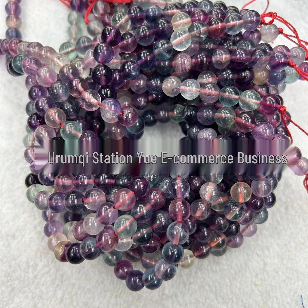 5A Natural Rainbow Fluorite Beads: Ice Transparent Crystal DIY Bracelet Round Accessories