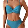 Neuer Europäischer und Amerikanischer Damen Einteiler Stahlblechform Tasse Kreuz Dünner Schultergurt Sexy Einfacher Bikini Zweiteiler Badeanzug Damen