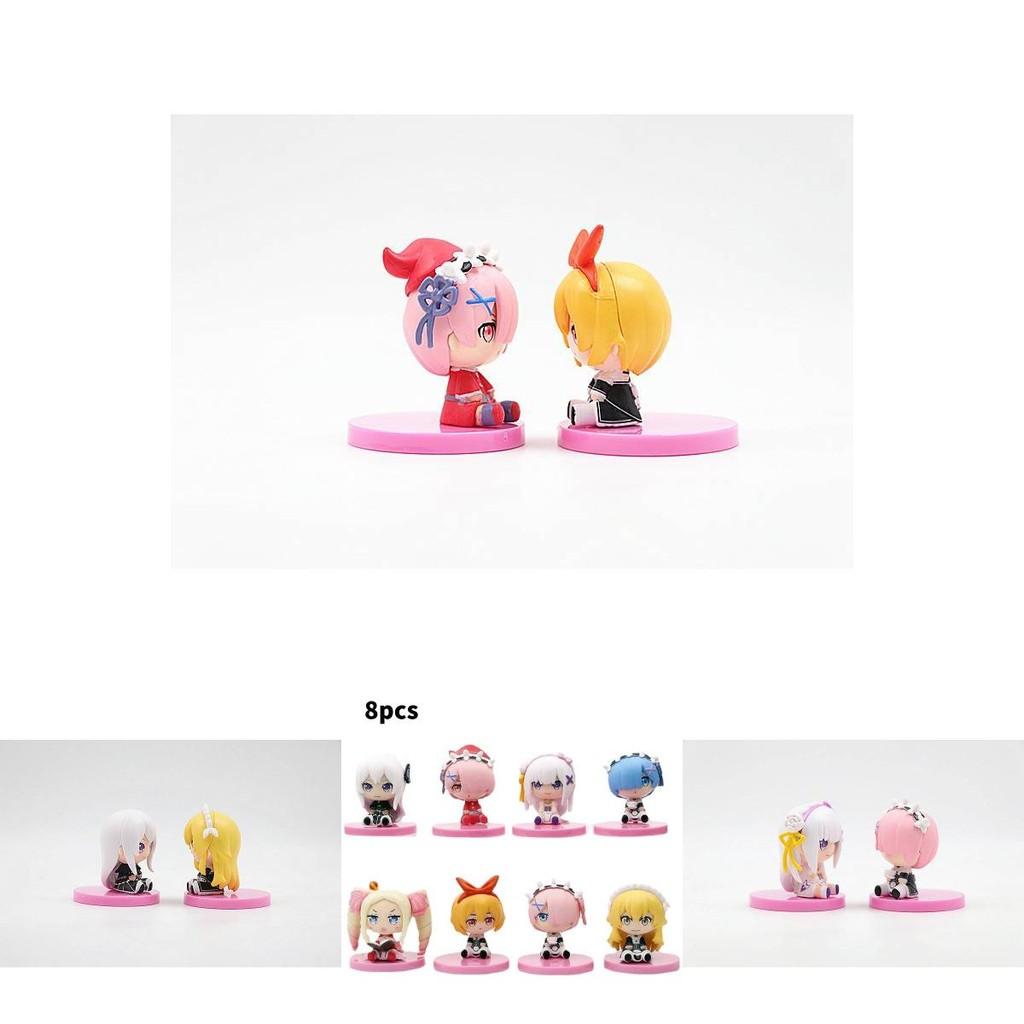 Adorable 8 Piece Sitting Rem And Ram Figure Set From Re Life In A Different World From Zero