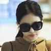 Jennie Style Polarized Square Frame Sunglasses with Pearl Accents