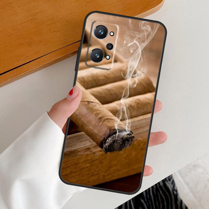 Smoking Cigar For Realme C53 C51 C55 C67 C30 C31 C33 C35 C21Y C25s GT5 9 10 11 12 Pro Plus GT Neo 6 Case