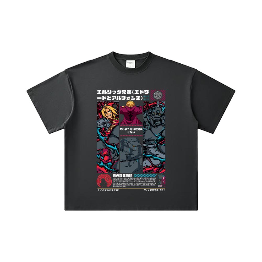 260 GSM Double Yarn 32 Count 100% Cotton Fullmetal Alchemist V3 Print Unisex Heavy Cotton T Shirt… More