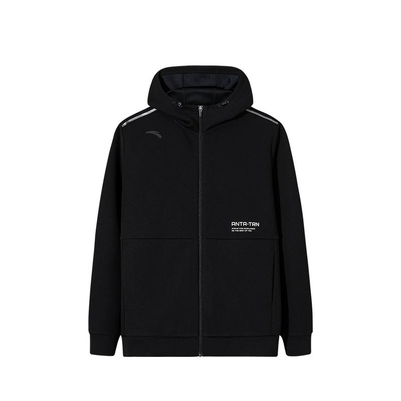 Anta Versatile Letter Zipper Hooded Casual Jacket Men Jackets 952537701-5