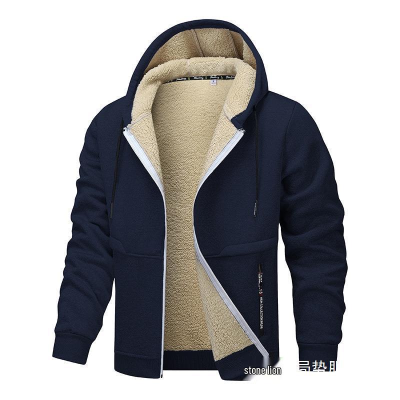 2026 Fall/Winter Thickened Lambswool Hooded Cardigan - European Size Casual Sweatshirt