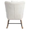 Ergonomic 92 cm High White Rocking Chair, Seat Width 65 cm - incl. 1 Pillow and 1 Footstool (49*38*38 cm), Rubberwood Base, Max. Load Capacity 250 lbs