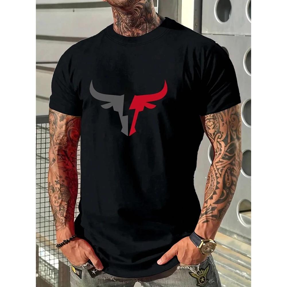 Summer Daily Casual Outdoor Street Short-sleeved Top Fashion 3D Bull Head Print Men's T-shirts