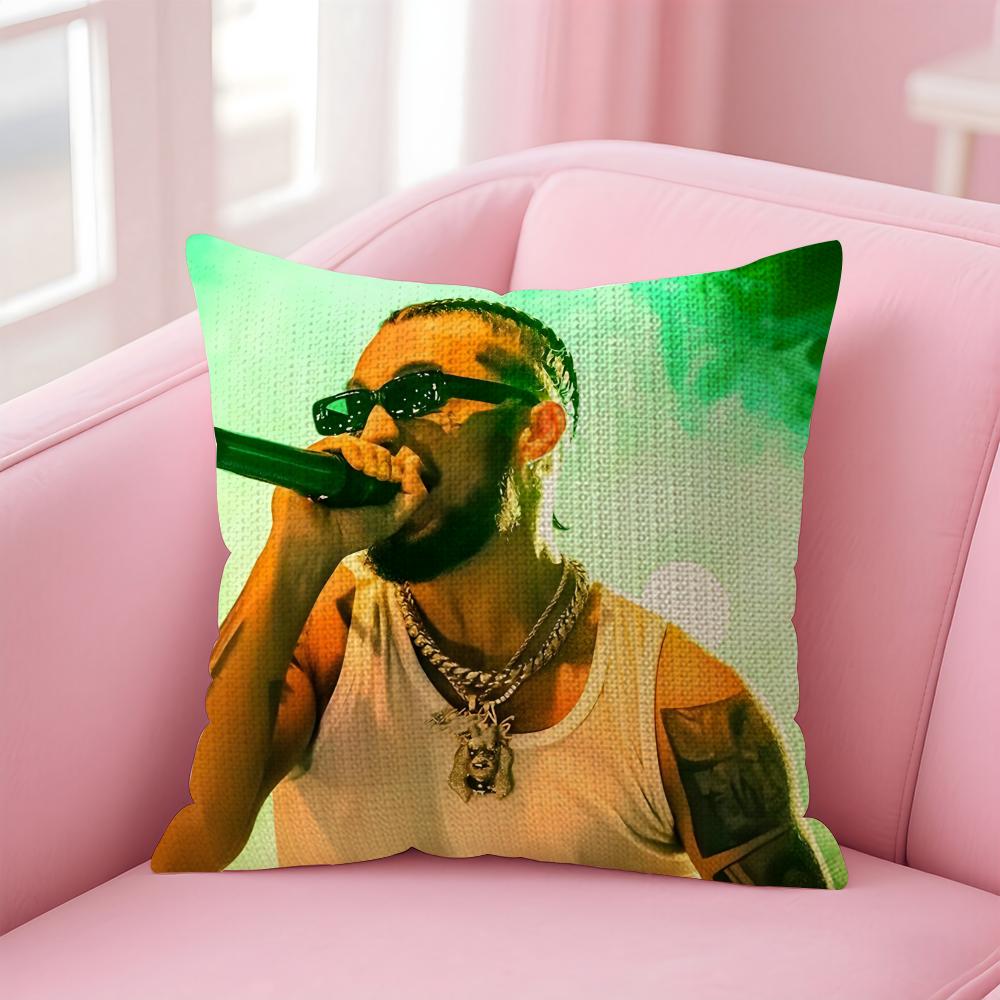 JJc ReyesS Rapper Cushion Cover Natural Linen Pillow Case DoubleSided Print Decorative Sofa Pillowcase Home Decor Gift