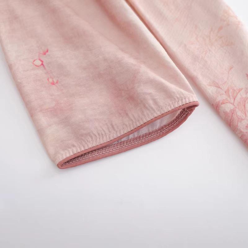 Elegant Summer 2026 Embroidered Cotton Linen Top - Short Sleeve, Breathable, Retro Wear for Mom On Mother's Day