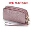 Cross-border leather clutch bag, women's new three-layer zipper, mobile phone small bag, simple mother small clutch bag