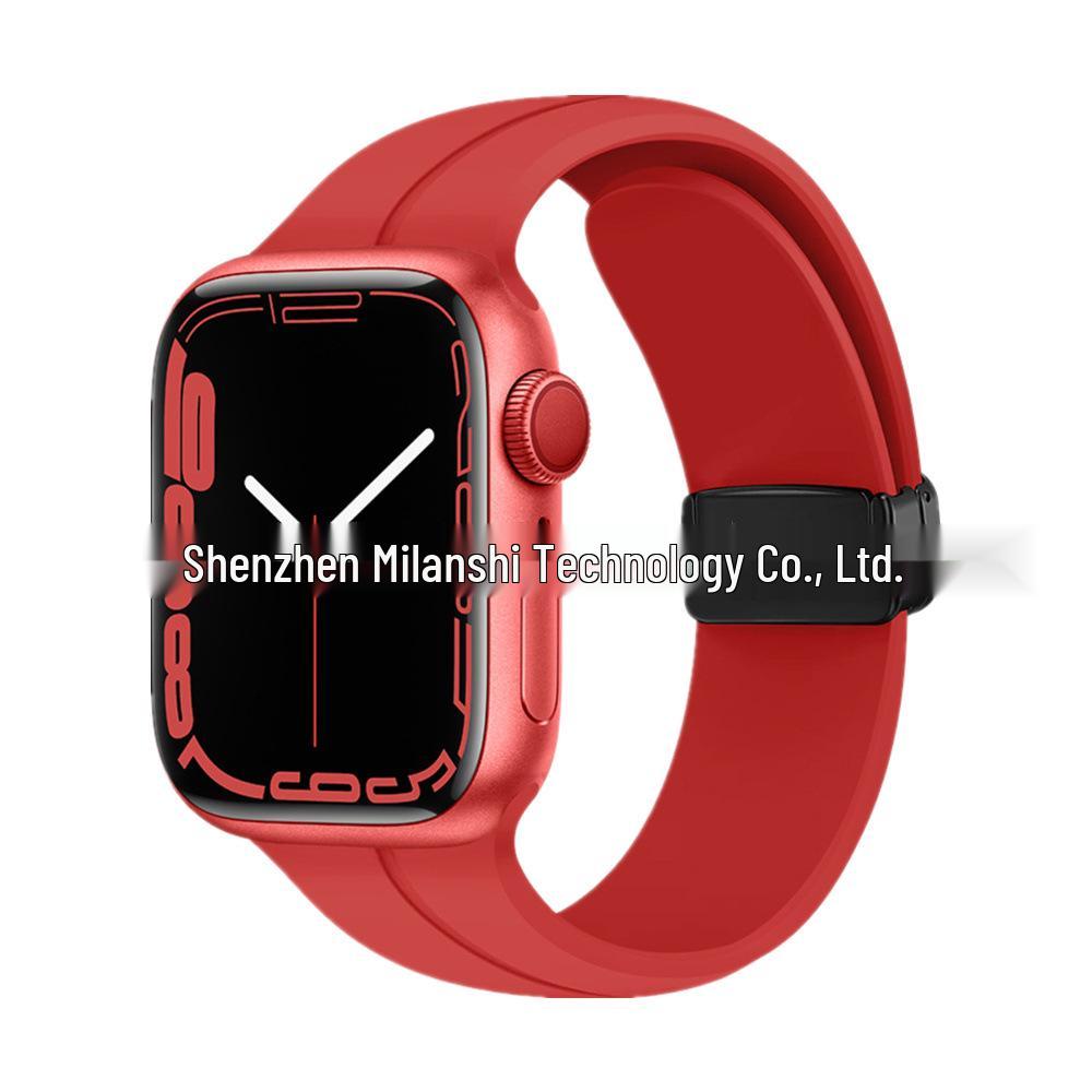 Magnetic Silicone Folding Buckle Band for Apple Watch & iWatch 6/7/8/9/10/SE/Ultra 2