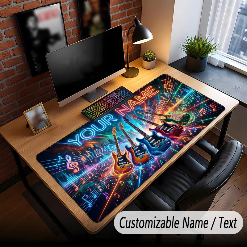 Musik Gitarre Thema Benutzerdefiniertes Mauspads Personalisiert Mit Name Text Angepasste Schreibtischunterlage Für Büro Heimdekoration