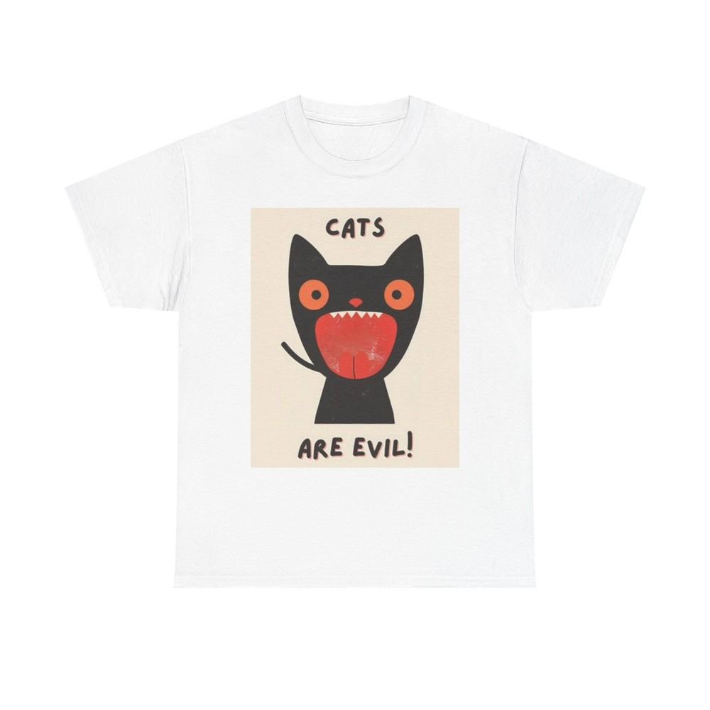 Cats Are Evil Graphic T Shirt Funny kittens Poster Unisex Heavy Cotton Tee