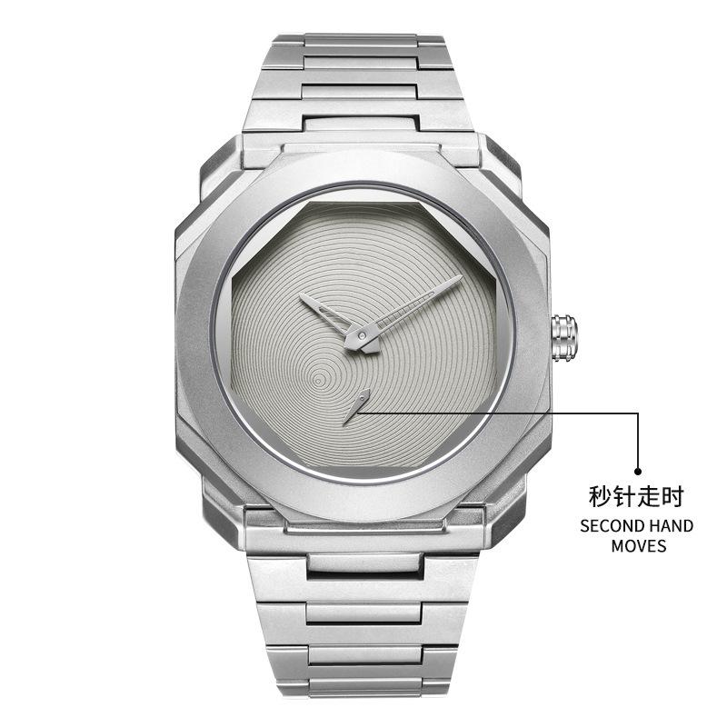 Square Watch Men S Watch Fashion Wormhole Concept Tritium Gas Steel Belt Waterproof Quartz Watch