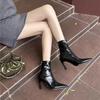 2026 autumn and winter new classic black pointed thin heel skinny short boots temperament high heels elastic boots for women