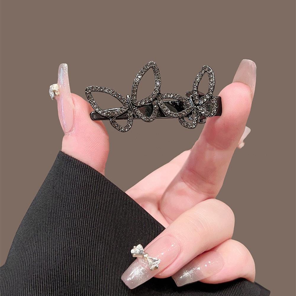 Sparkling Diamond Butterfly Shaped Hair Clip Exquisite Metallic Texture Broken Hair Clip Fashionable Girl Hair Accessory