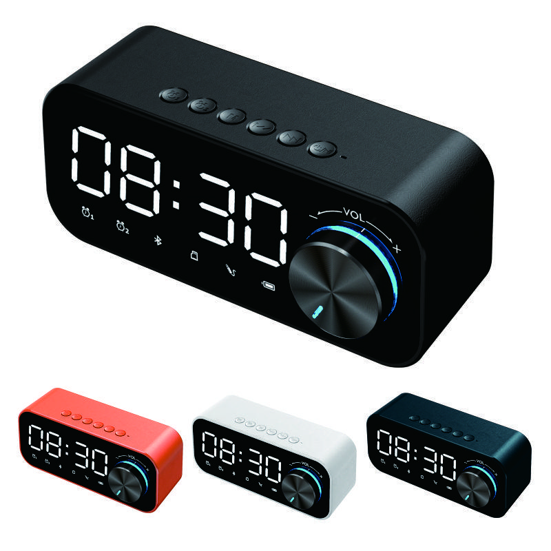 MP3 Alarm Clock, FM Radio, and Multifunction Music Player Wireless Bluetooth Speaker LED Display, Stereo Bass Bluetooth Speaker