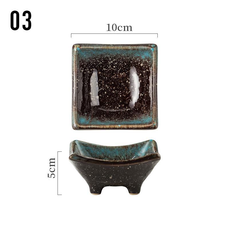 Retro Japanischer Stil Hochfüßiger Kaltspeiseteller Keramik Sojasaucenschale Gewürzteller Snack Sushi Sashimi Teller Geschirr