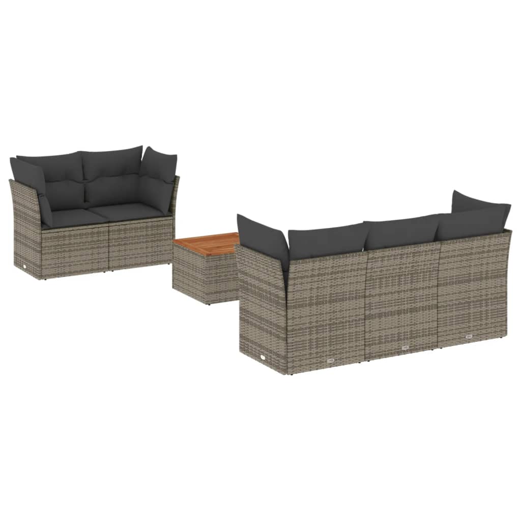 Vidaxl 6-Cz. Set di Mobili da Giardino con Cuscini, Grigio, Polyrattan