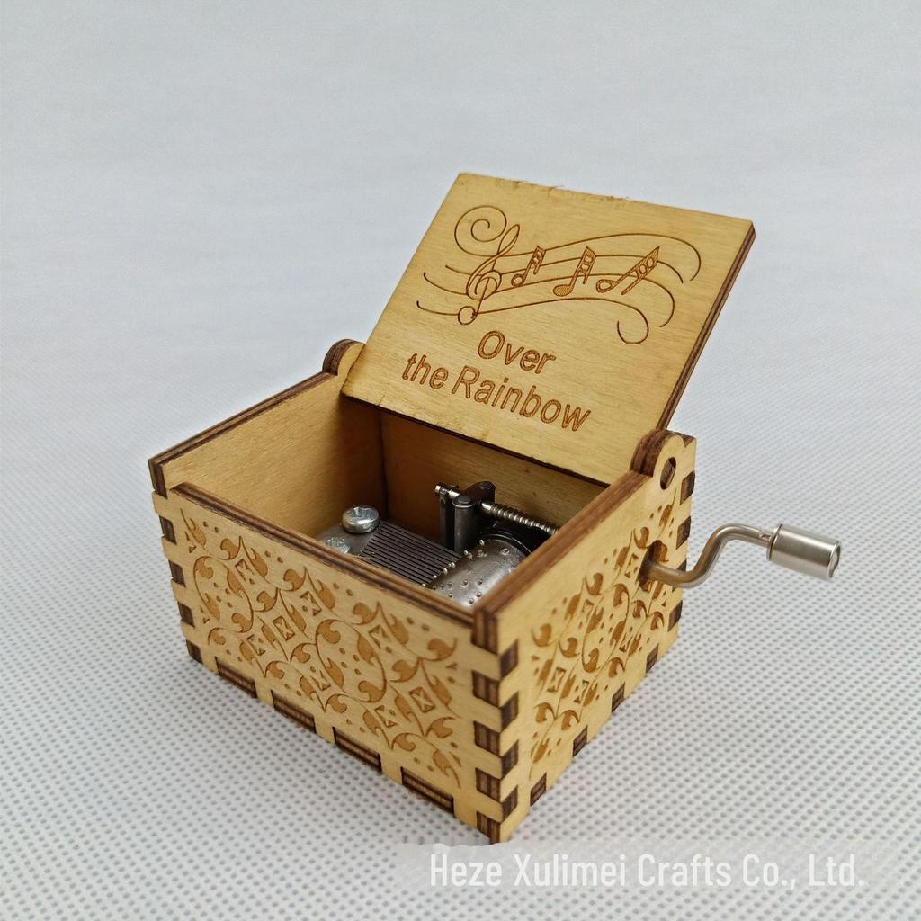 Hand-Cranked Wooden Music Box Festival Gift for Friends