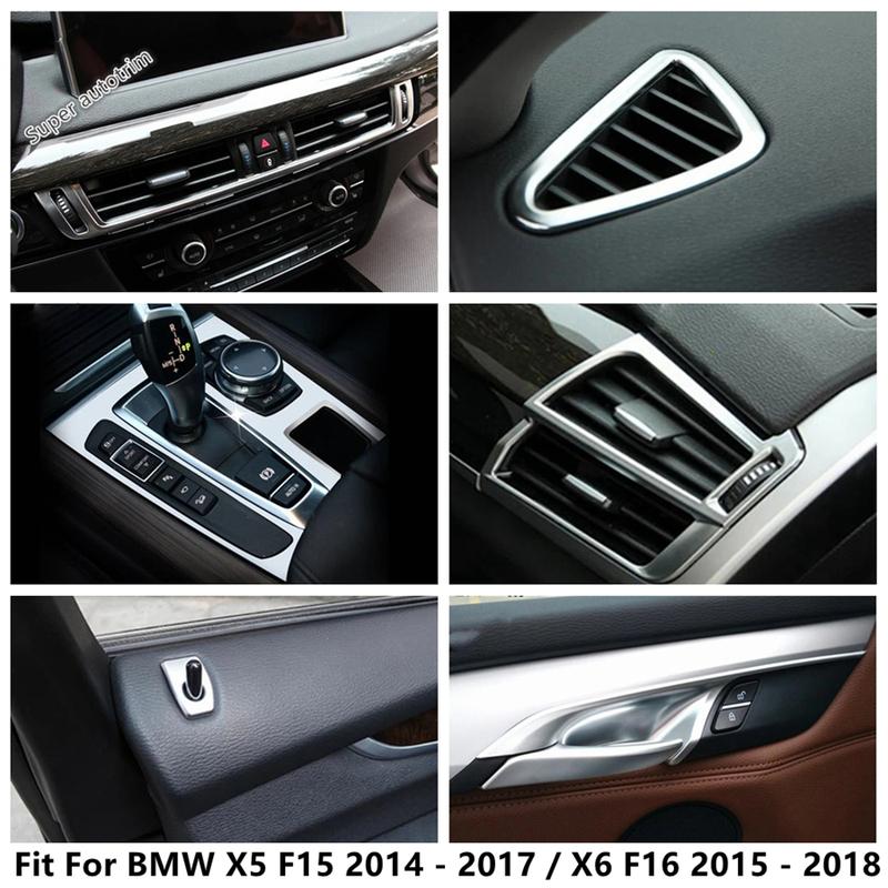 Gear Shift Panel / Dashboard Air AC Vent / Door Lock Pin Cover Trim Accessories For BMW X5 F15 2014 - 2017 / X6 F16 2015 - 2018