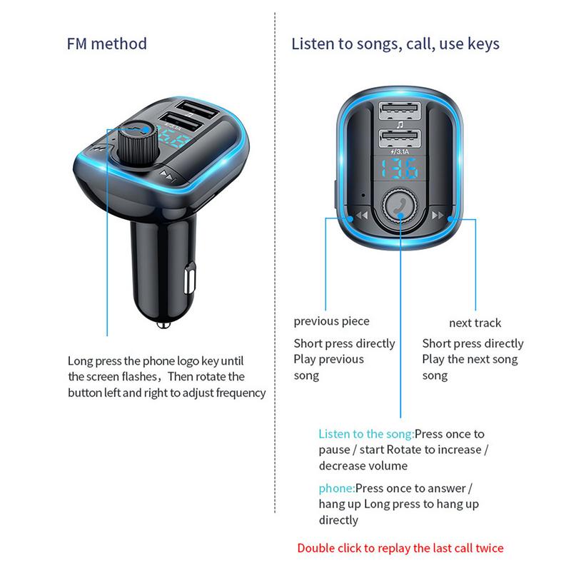 Car Radio Wireless Fm Transmitter Radio Receiver USB Car Adapter Connectivity For All Smartphones High-Fidelity Audio Players
