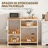 Kitchen Shelf with Wood and Metal Shelves with 5 Hooks, Space-Saving, 90x39x83.5 cm, Oak