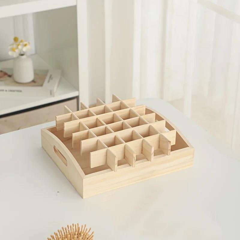 30-Cell Essential Oil Storage Box Portable High-End Small Wooden Pine Box for Portable Organization And Storage