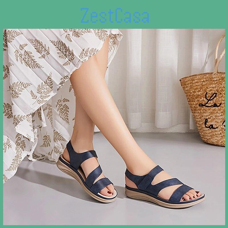 Women Sandals 2026 Shoes Summer Thick Sole Nonslip Holiday Flat Fashion Ladies Sandals Soft Black Blue Red Plus Size 42
