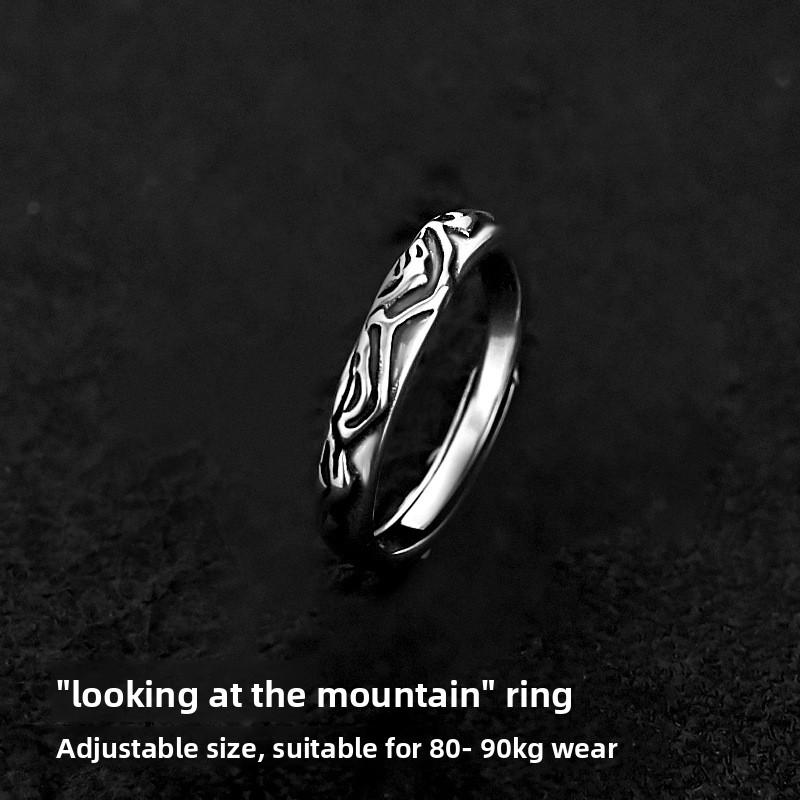 Ring Men's Tide Advanced Sense Index Finger Female Couple Ring Niche Design Titanium Steel Does Not Fade