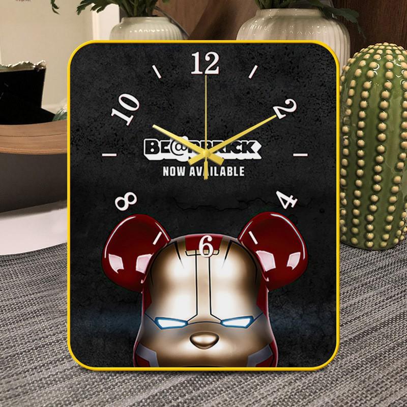 Modern Minimalist Table Clock Bedroom Desk Decor Silent Sweep Movement Wooden Frame Dual-Sided Analog Timepiece