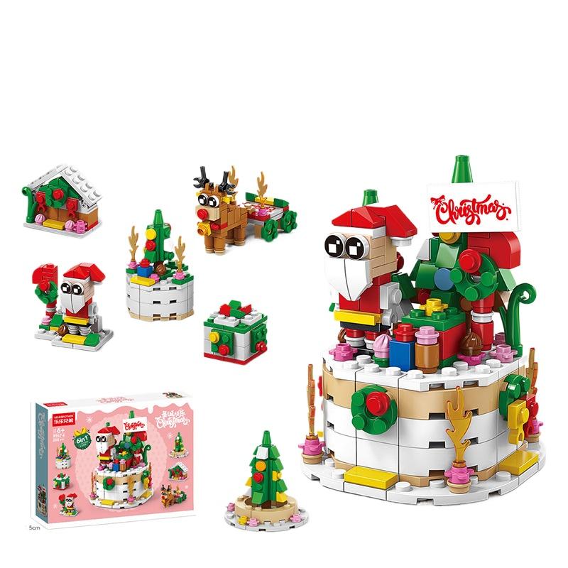 6 In 1 Christmas Train Model Building Blocks Bricks Sets Classic Dolls Kids Toys Gift