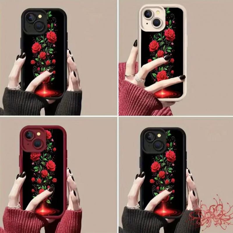 Elegant Red Rose Phone Case for Apple 16/15/14 Pro/15 Pro Max/13/12 Models