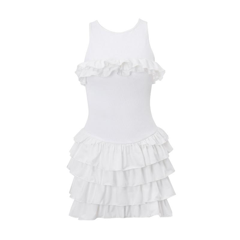 

Женское летнее сексуальное платье-торт с вырезом, шнуровкой и оборками, высокого класса, темперамент M белый