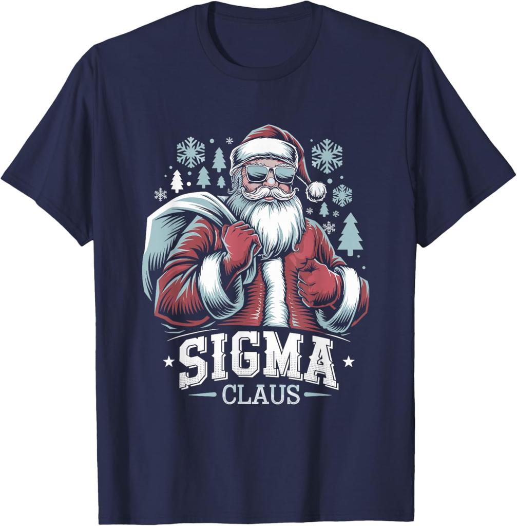 Sigma Claus Cool Santa Funny Christmas Rizz Rizzler Meme TShirt High Quality Cotton Regular T Shirt for Men Funny Tshits Style