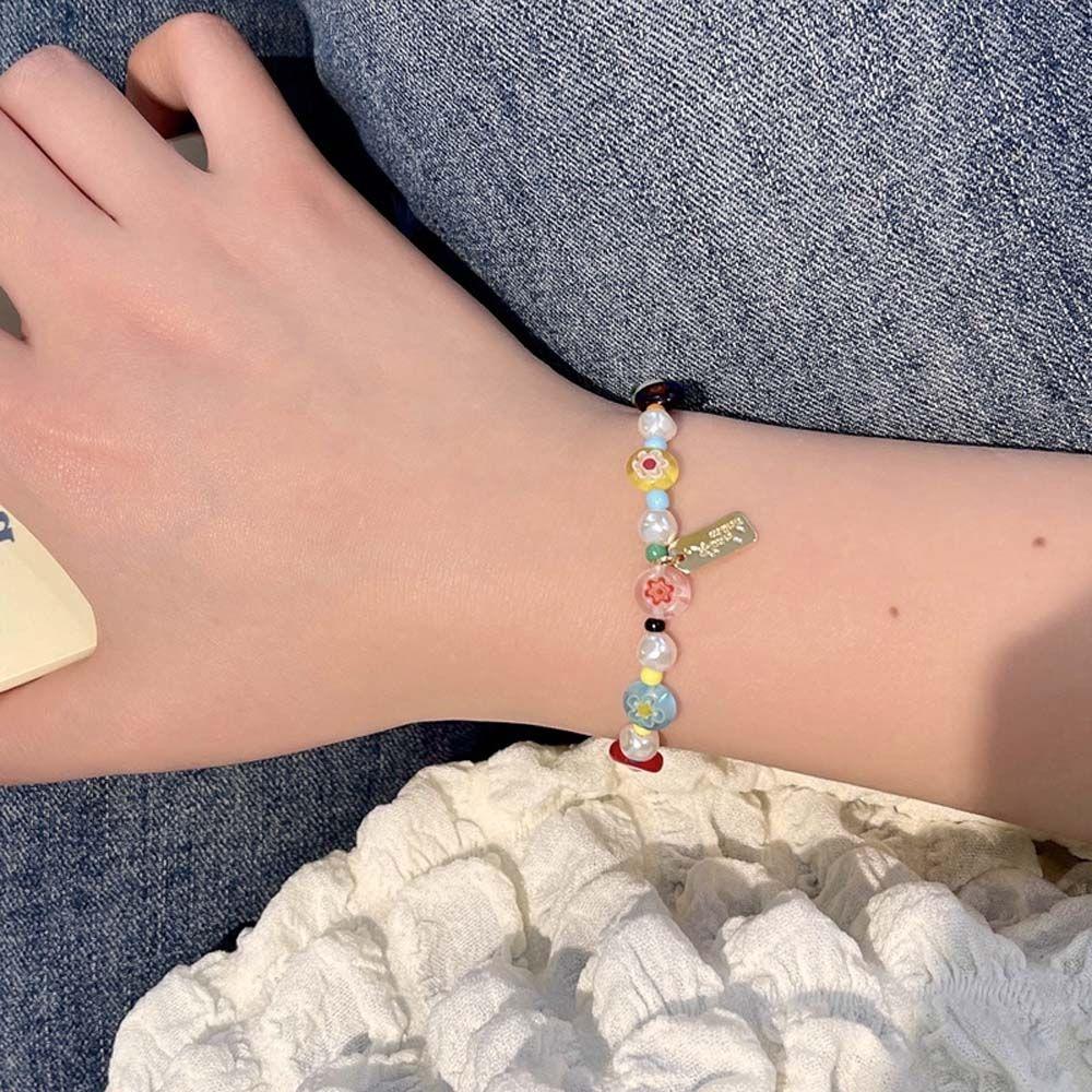 

Богемный Красочные Весенние Брелки Модные Украшения Бисер Браслет Бисерные Ручные Веревки Женские Браслеты A