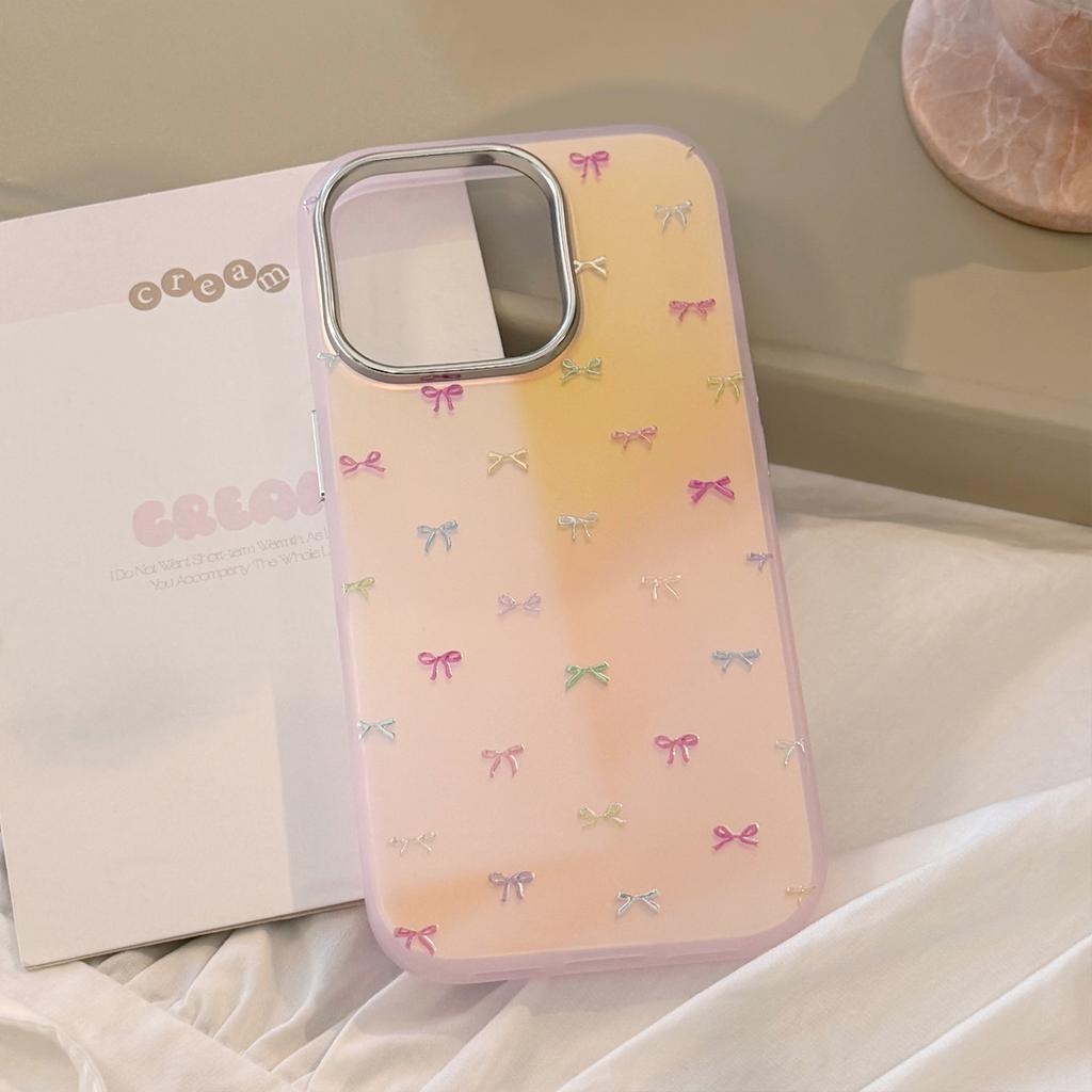 Gilt Sweet Bow for IPhone17Promax Phone Case15laser13anti-fall14Korean Style11hard